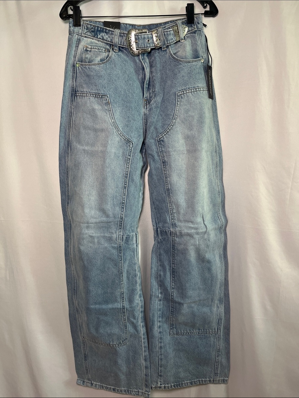 BlankNYC the Franklin ribcage wide leg jeans w attached western belt - NWT - Picture 3 of 7